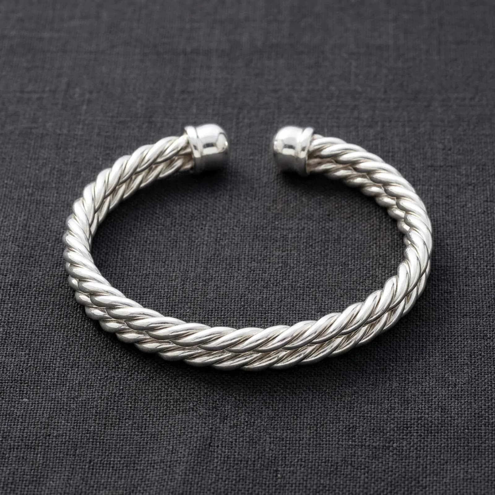 925 silver kada for men twisted rope new style