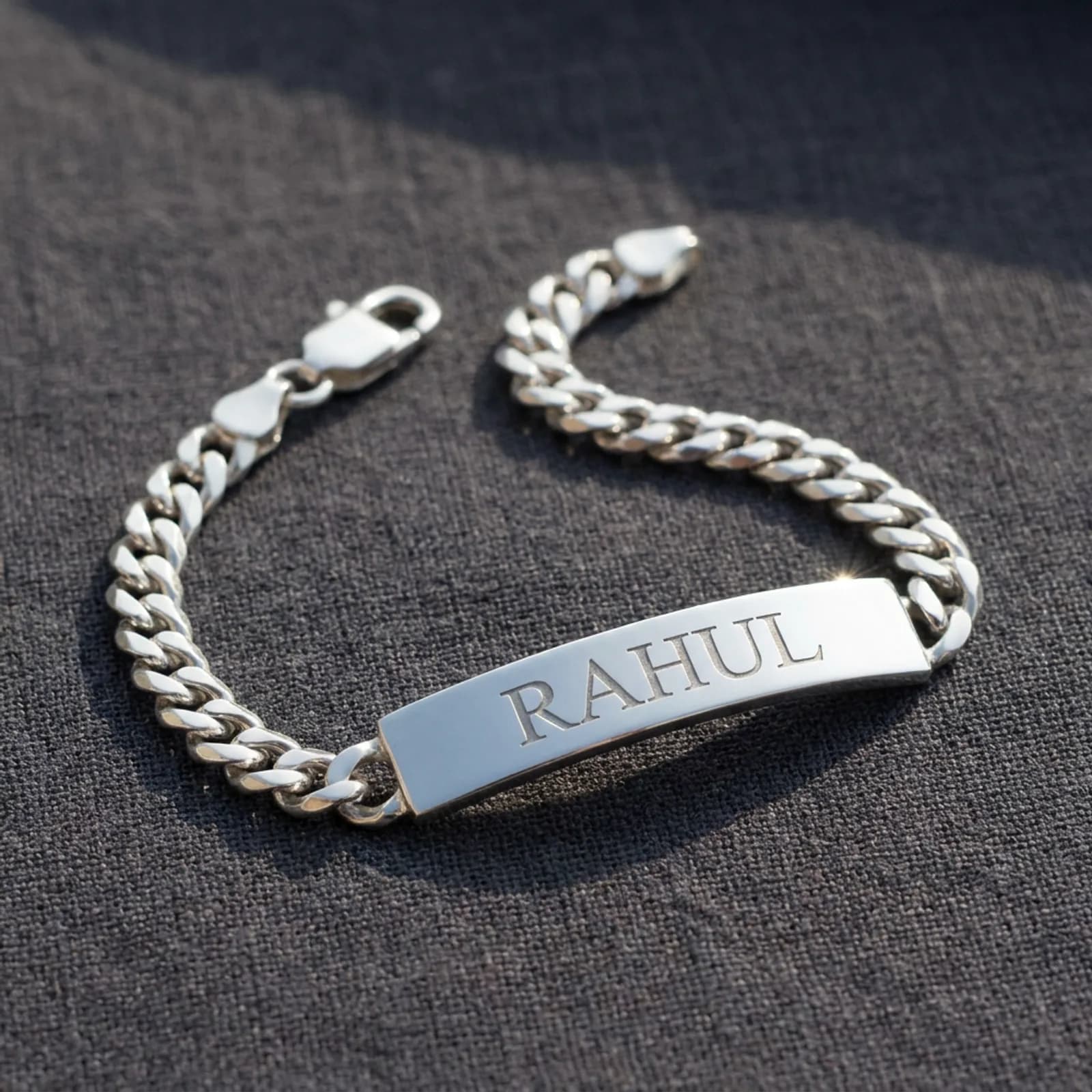 925 silver name bracelet for men engraved id bar