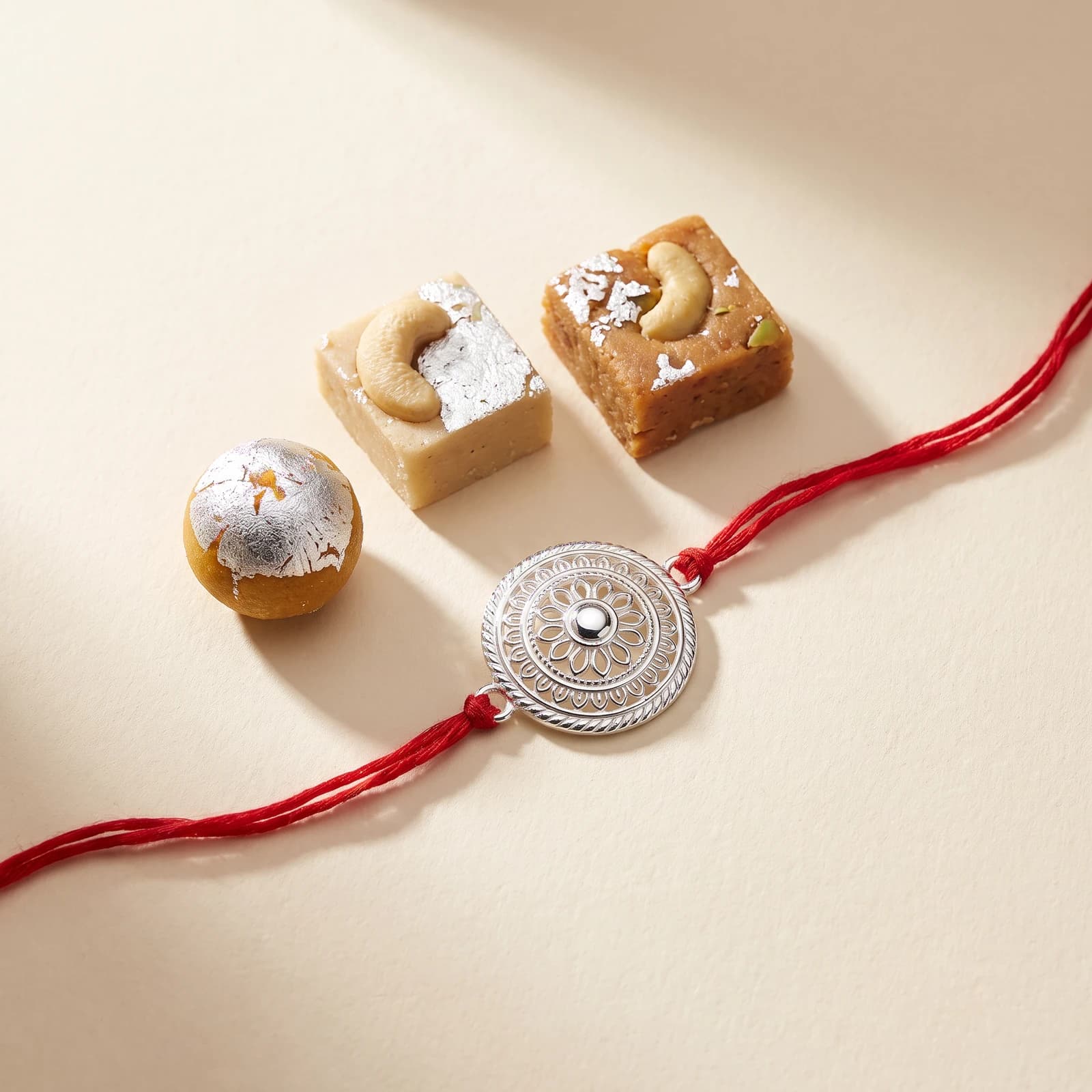 925 Silver Rakhi & Sweets Gift Set
