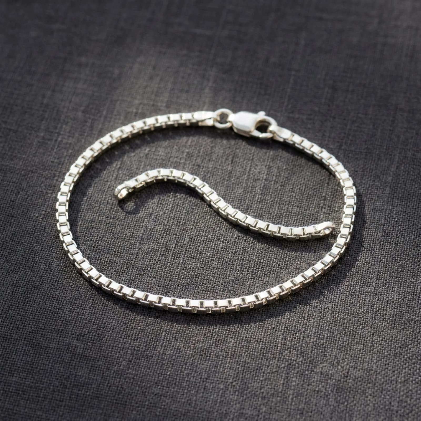 925 silver thin box-chain bracelet for men