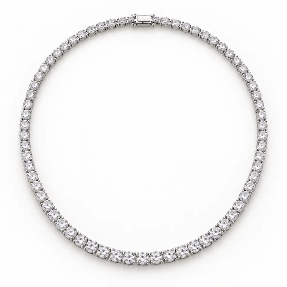 3 mm Round Moissanite Tennis Necklace - 20 Inch