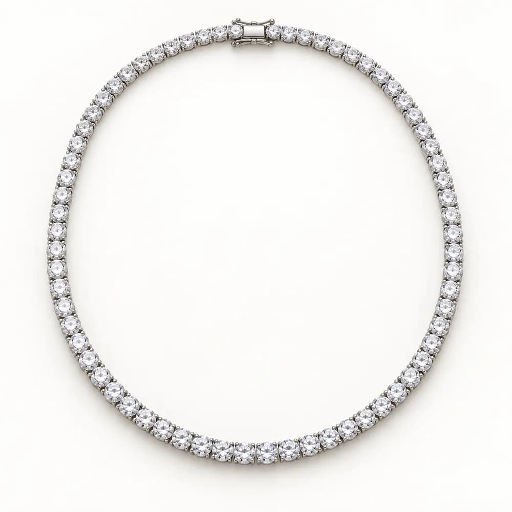 4 mm Round Moissanite Tennis Necklace - 20 Inch