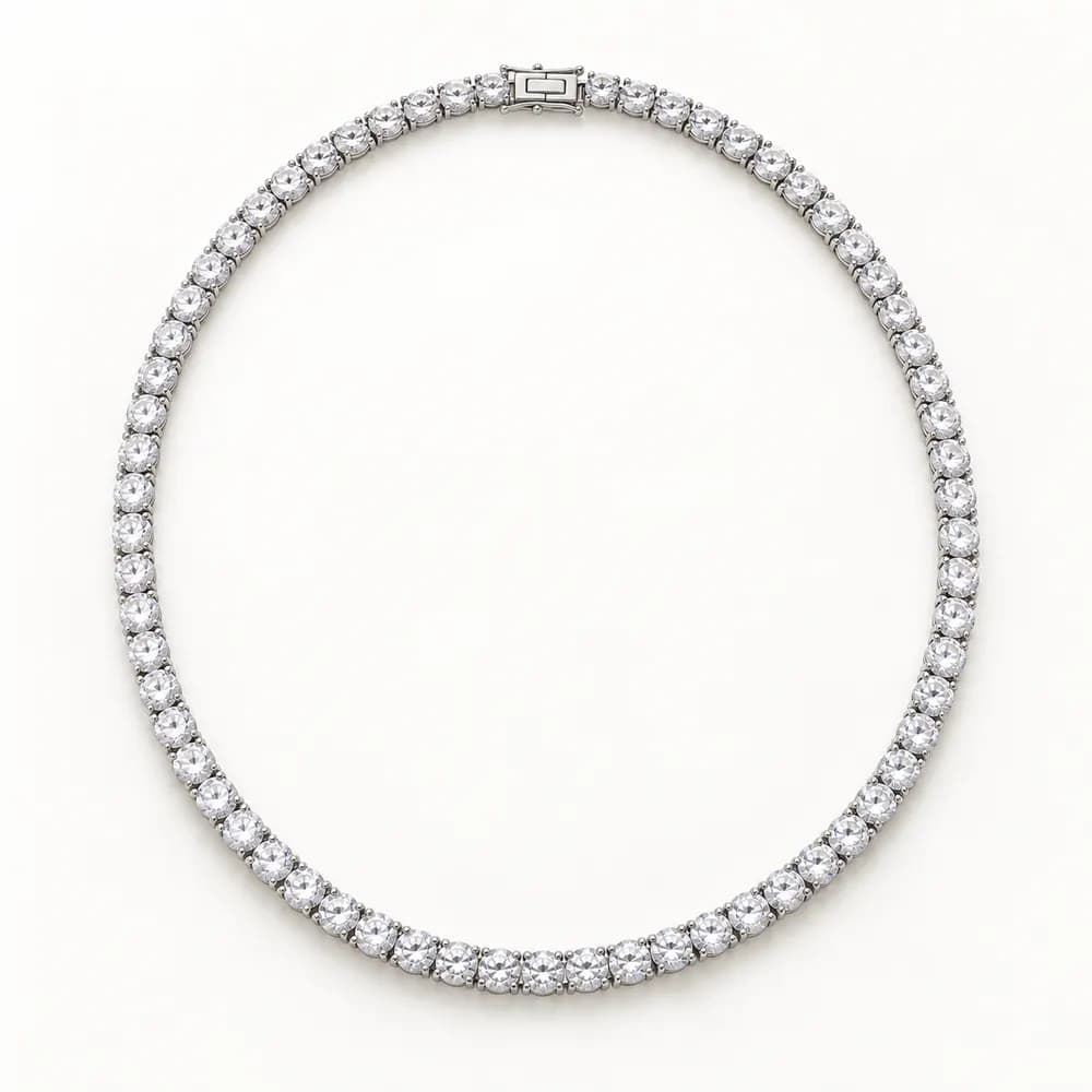 4 mm Round Moissanite Tennis Necklace - 22 Inch