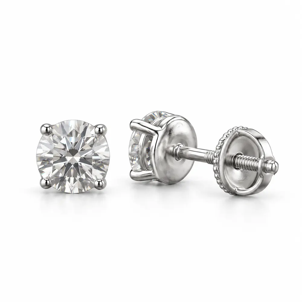 4mm Round Moissanite Stud Earrings