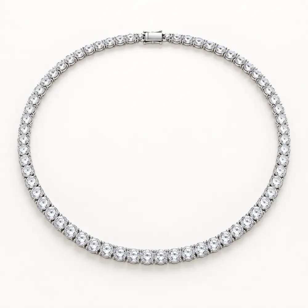 5 mm Round Moissanite Tennis Necklace - 18 Inch