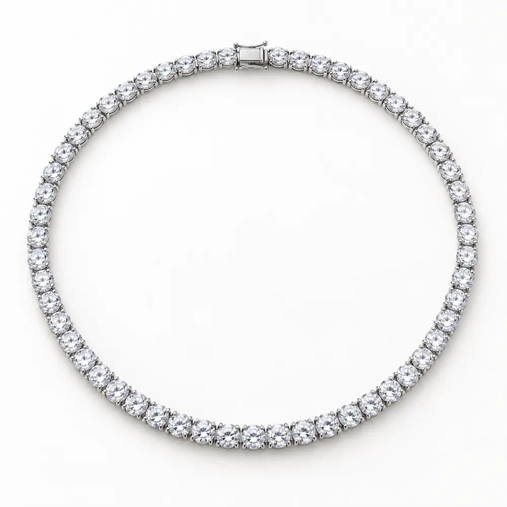 5 mm Round Moissanite Tennis Necklace - 20 Inch