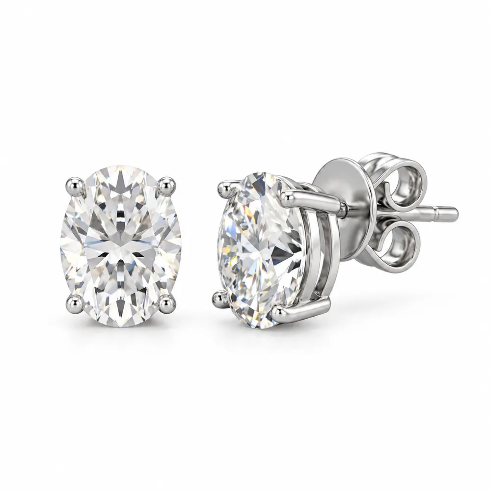 6 × 8mm Oval Moissanite Stud Earrings