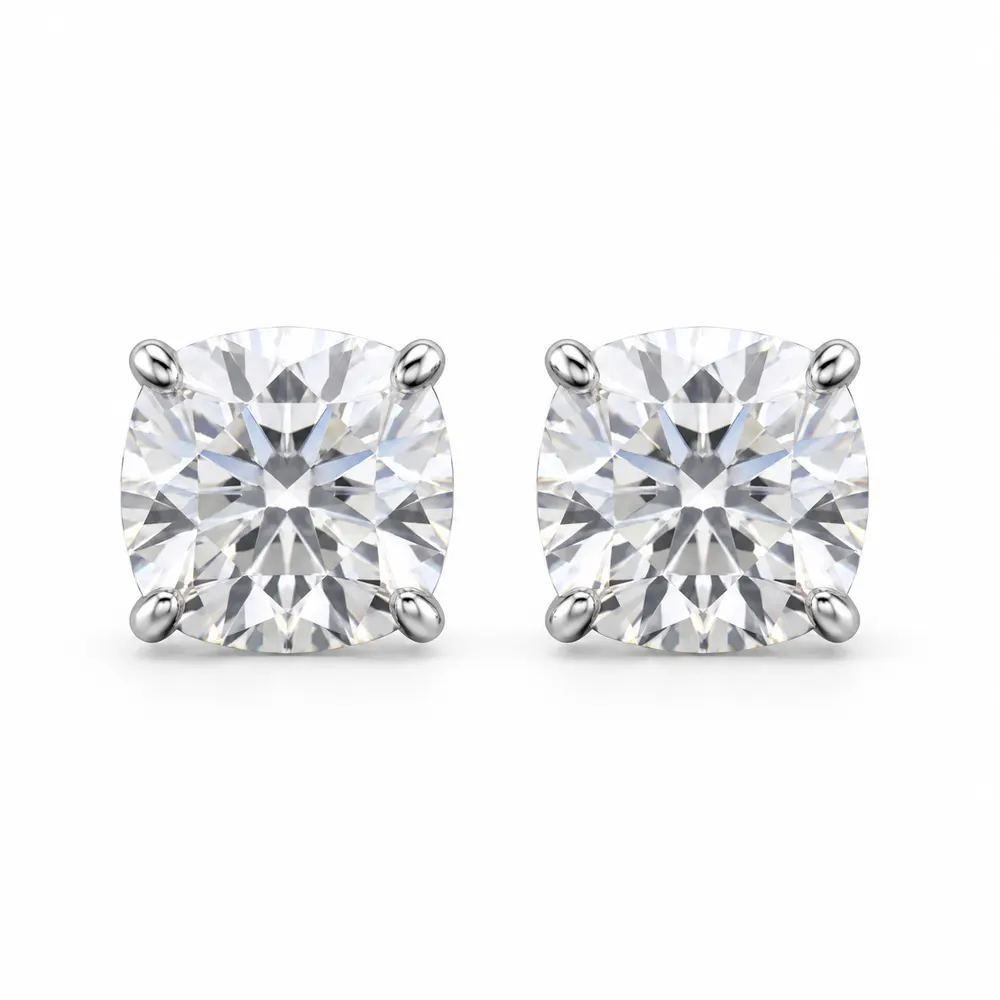 6mm Cushion-Cut Moissanite Stud Earrings