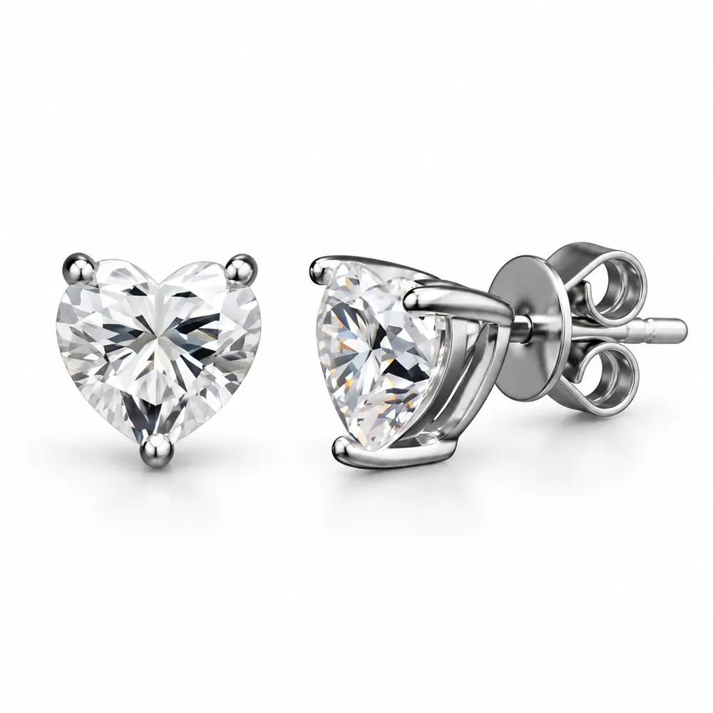 6mm Heart Moissanite Stud Earrings