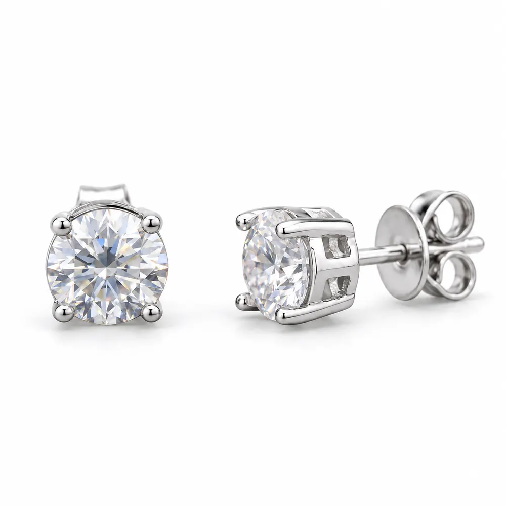 6mm Round Moissanite Stud Earrings