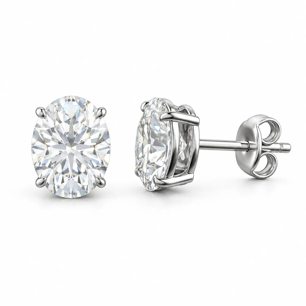 7 × 9mm Oval Moissanite Stud Earrings