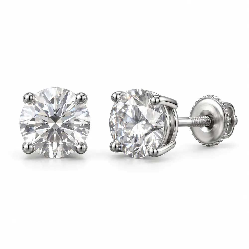 7mm Portuguese-Cut Moissanite Stud Earrings