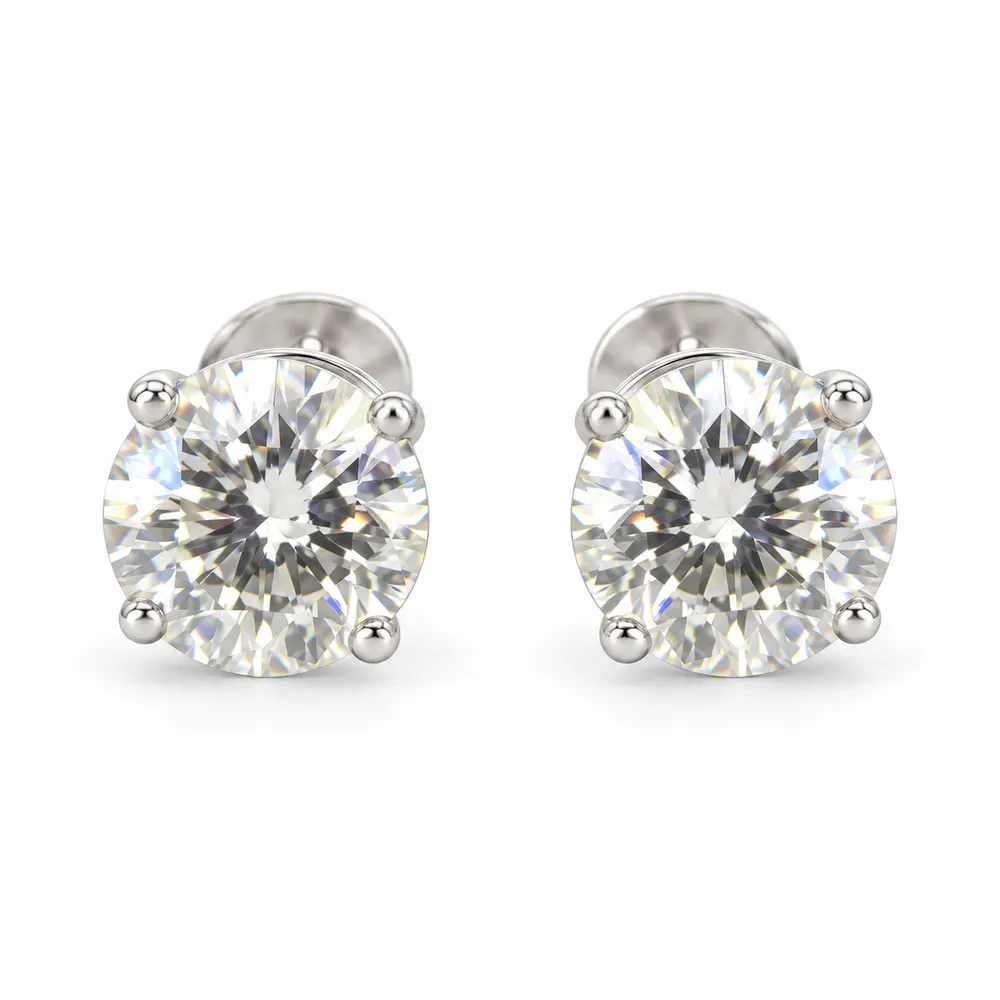 8mm Round Moissanite Stud Earrings
