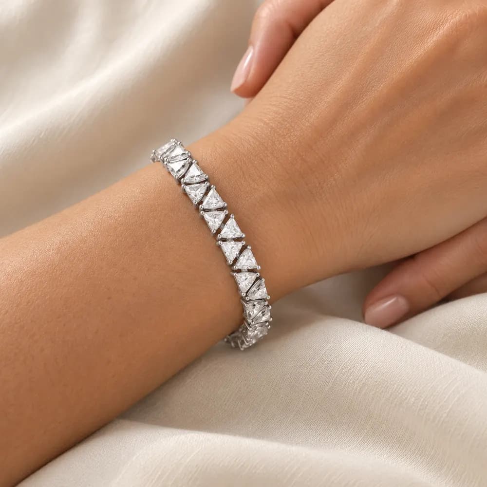 Alternating Triangle Moissanite Tennis Bracelet — second view