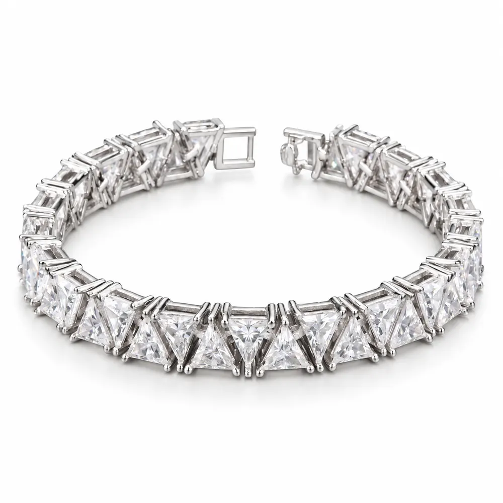 Alternating Triangle Moissanite Tennis Bracelet