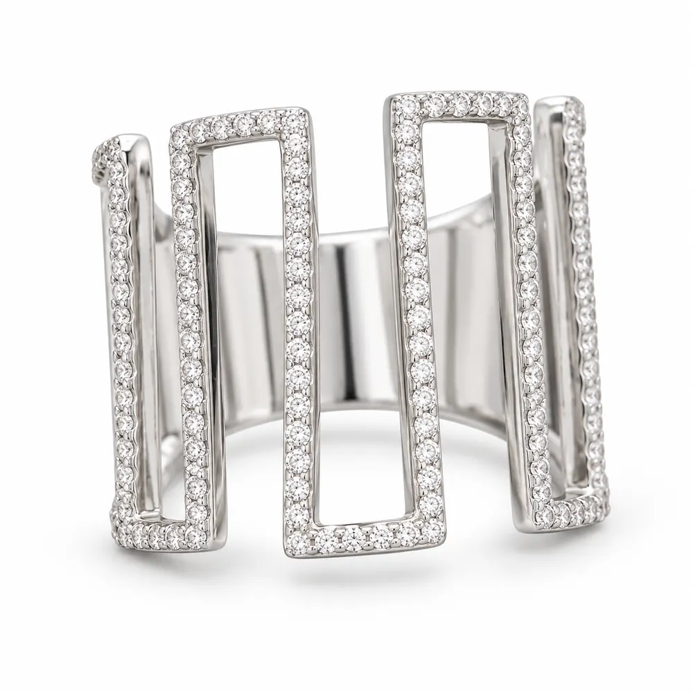 Architectural Open Meander Moissanite Ring
