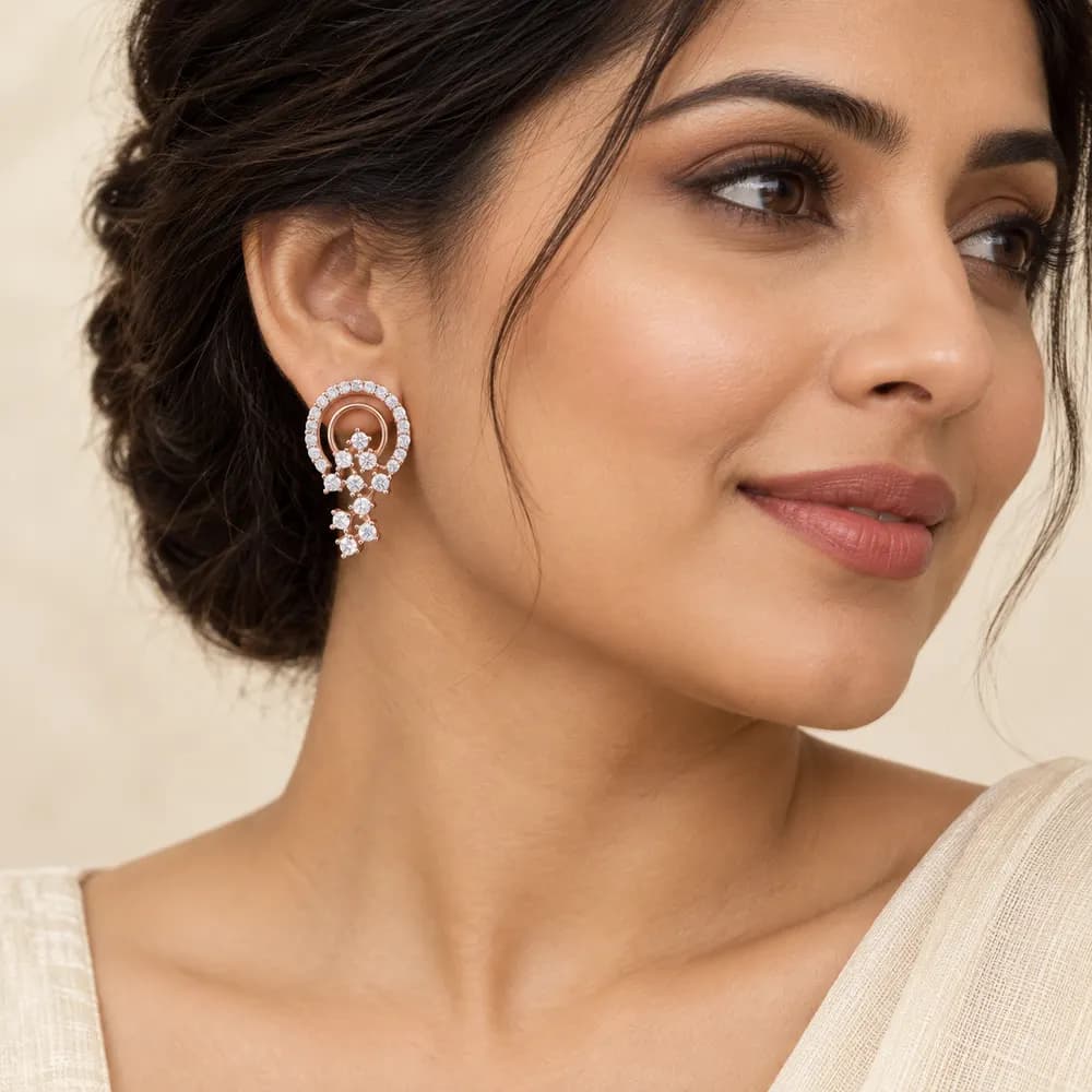 Aurora Circle Cascade Moissanite Earrings — second view