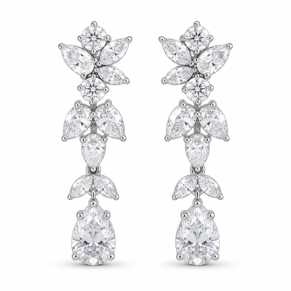 Botanical Pear-Drop Moissanite Earrings