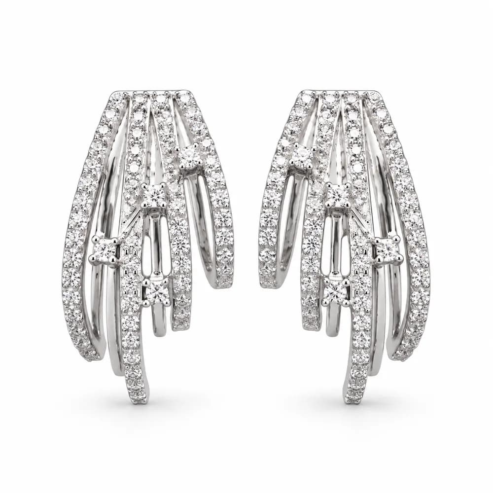Cascading Ribbon Moissanite Earrings