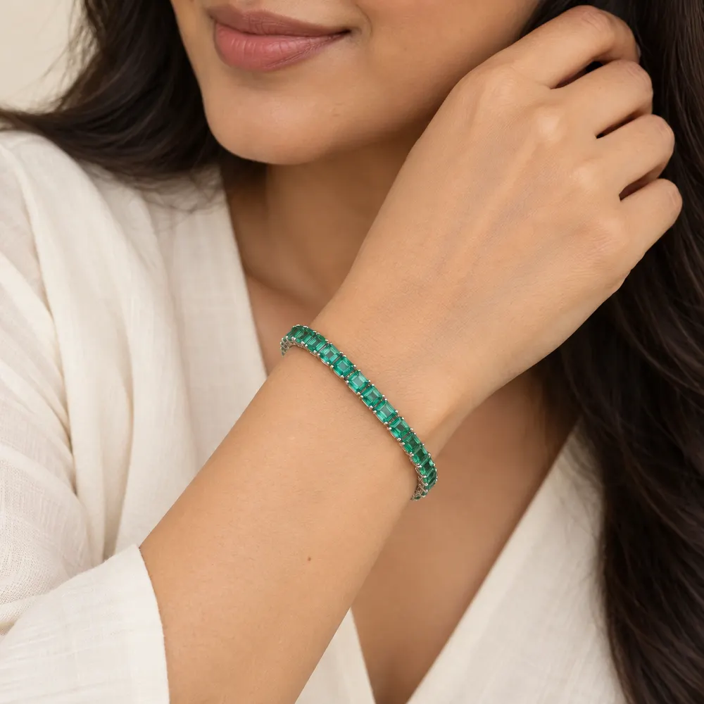 Celestial Emerald Cut Moissanite Tennis Bracelet — second view
