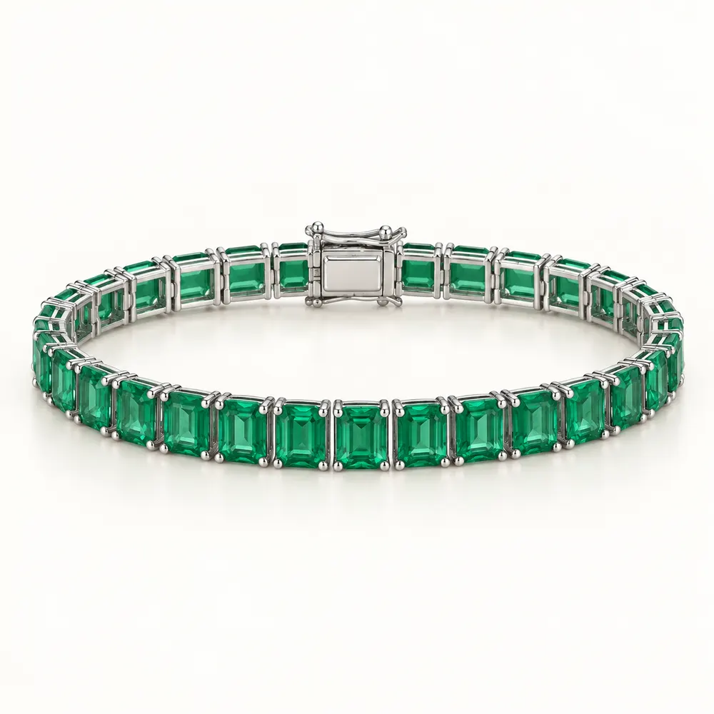 Celestial Emerald Cut Moissanite Tennis Bracelet