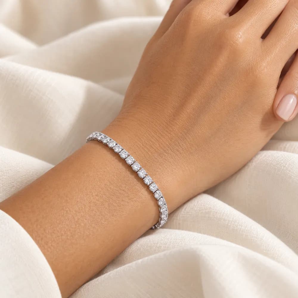 Classic 2 mm Round Moissanite Tennis Bracelet — second view