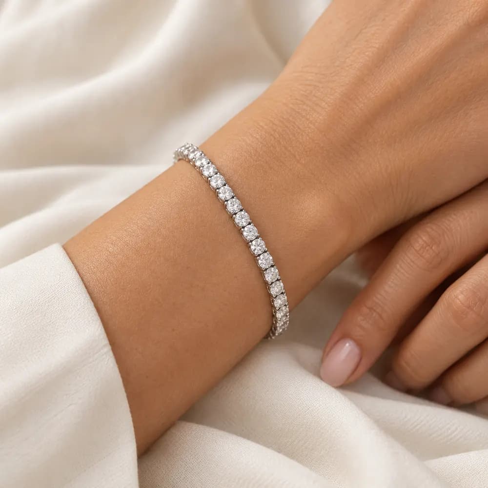 Classic 3.5 mm Round Moissanite Tennis Bracelet — second view