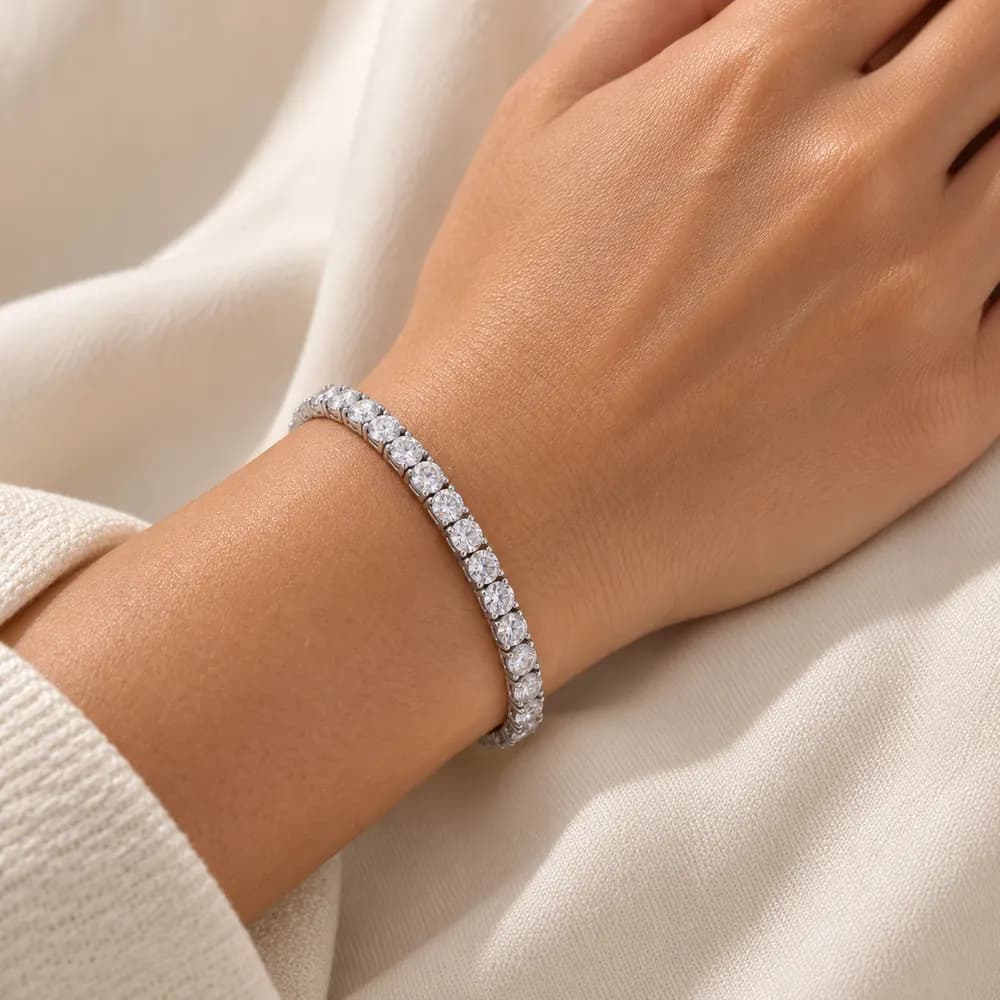 Classic 4.5 mm Round Moissanite Tennis Bracelet — second view