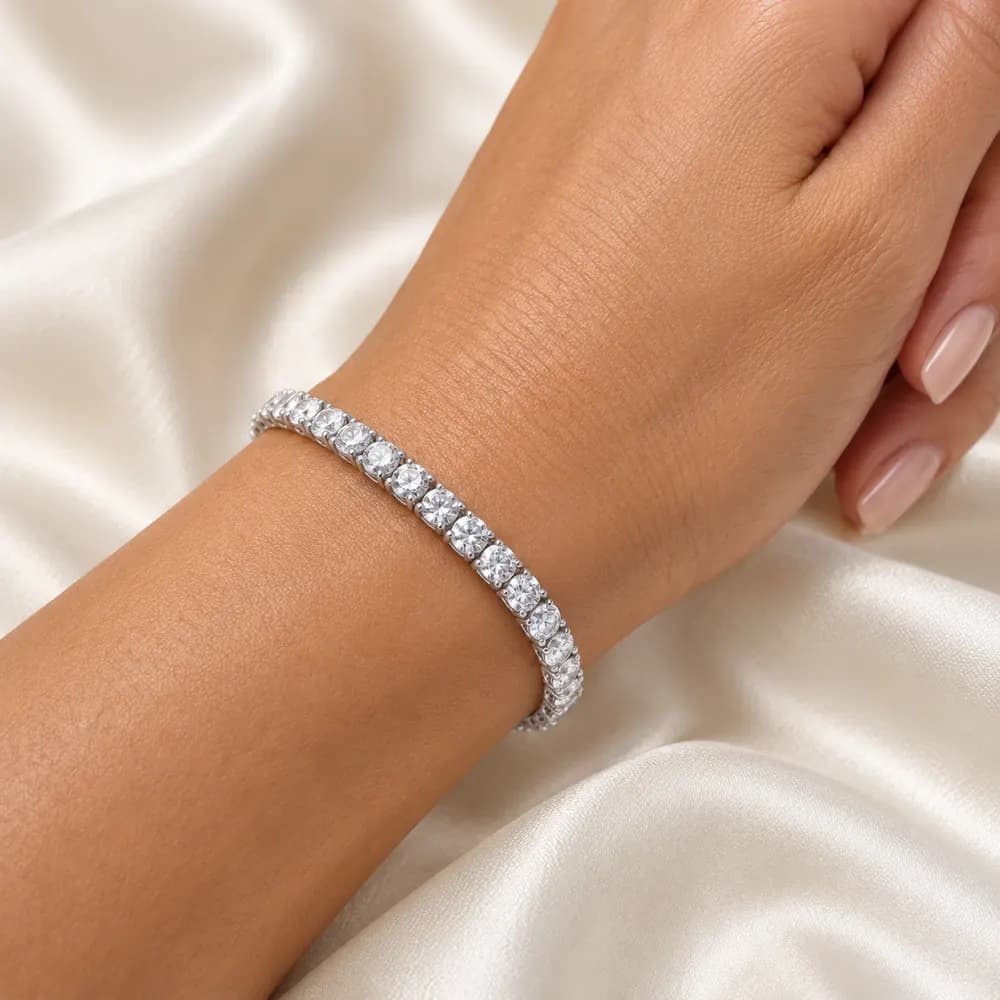 Classic 4 mm Round Moissanite Tennis Bracelet — second view