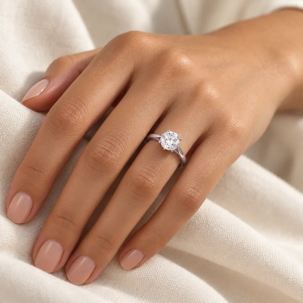 Classic Round Solitaire Moissanite Ring — second view
