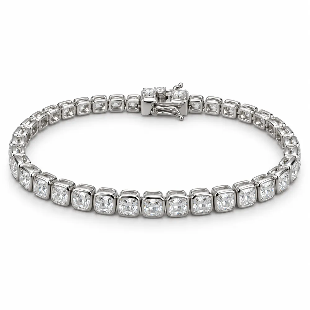Cushion Bezel Moissanite Tennis Bracelet