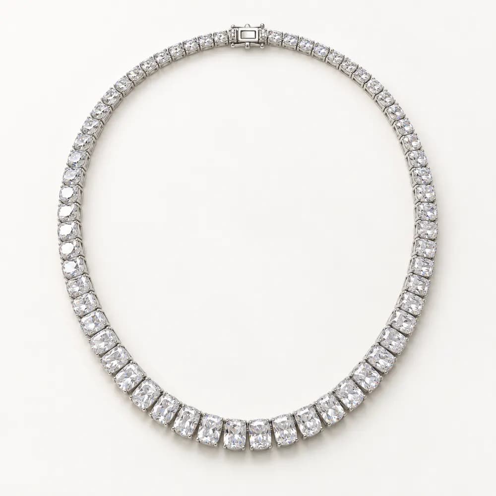 Cushion-Cut Moissanite Tennis Necklace