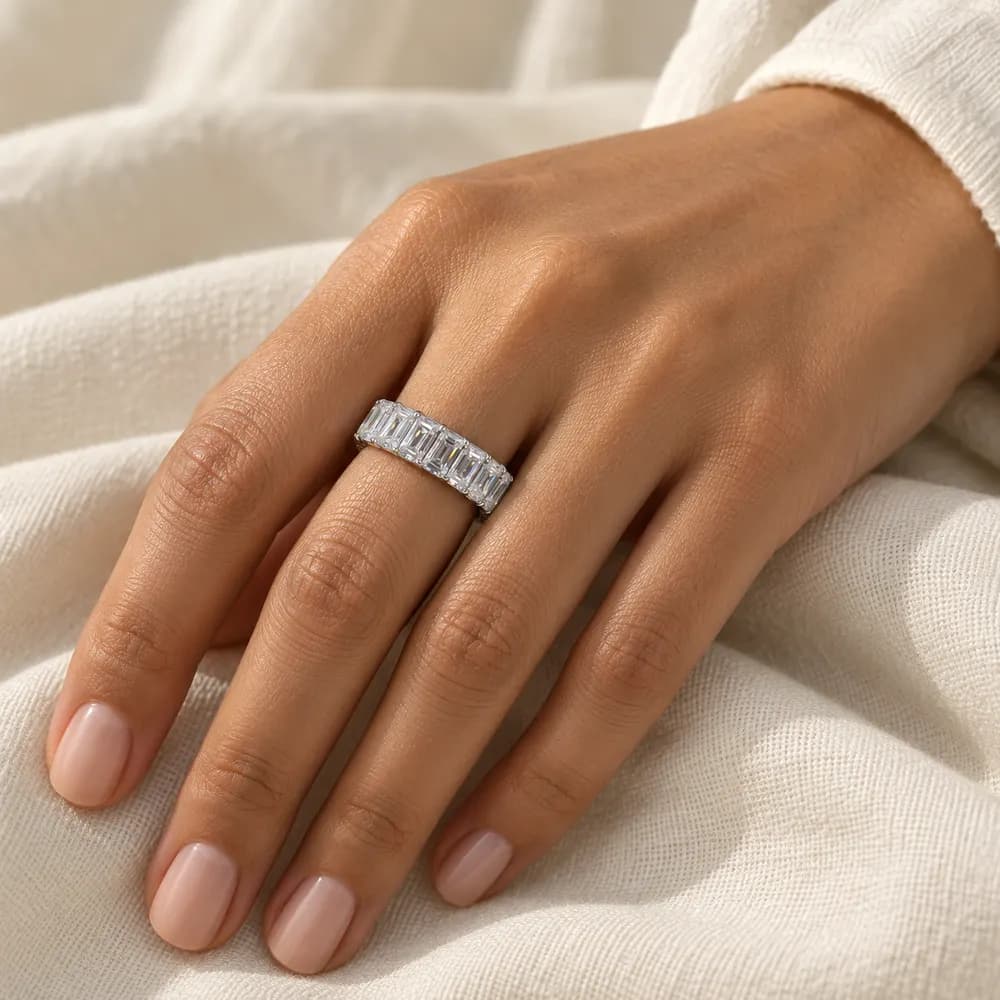 Emerald-Cut Moissanite Eternity Band — second view