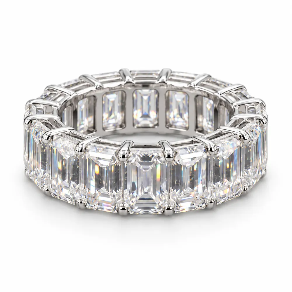 Emerald-Cut Moissanite Eternity Band