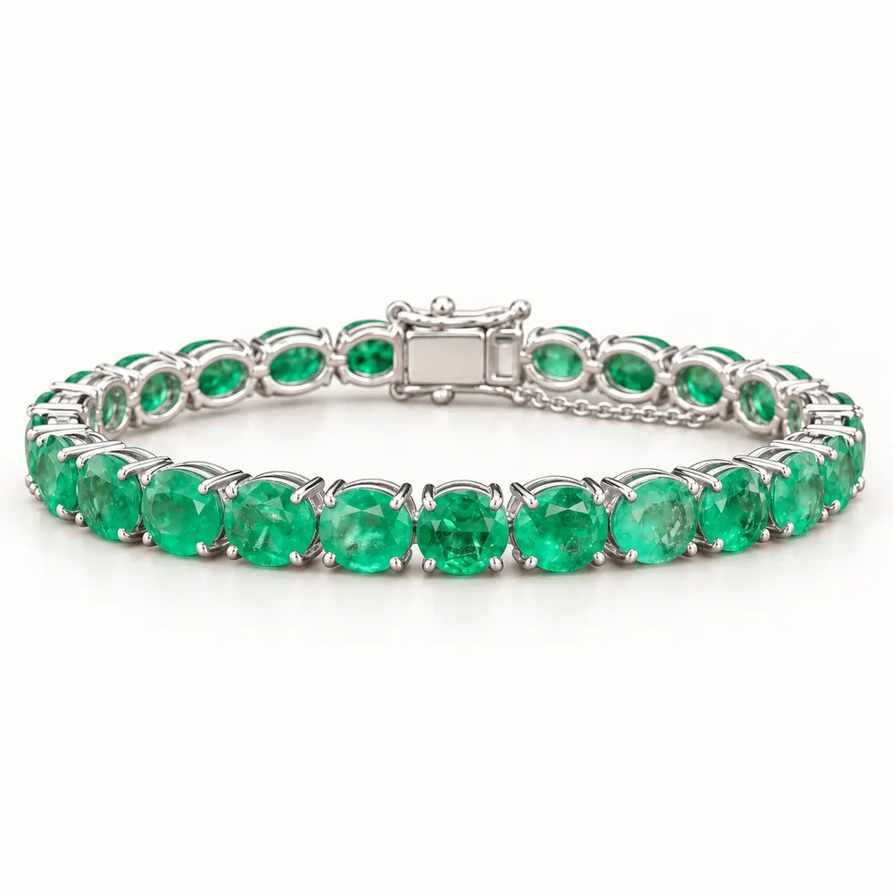 Emerald Oval Link Moissanite Bracelet