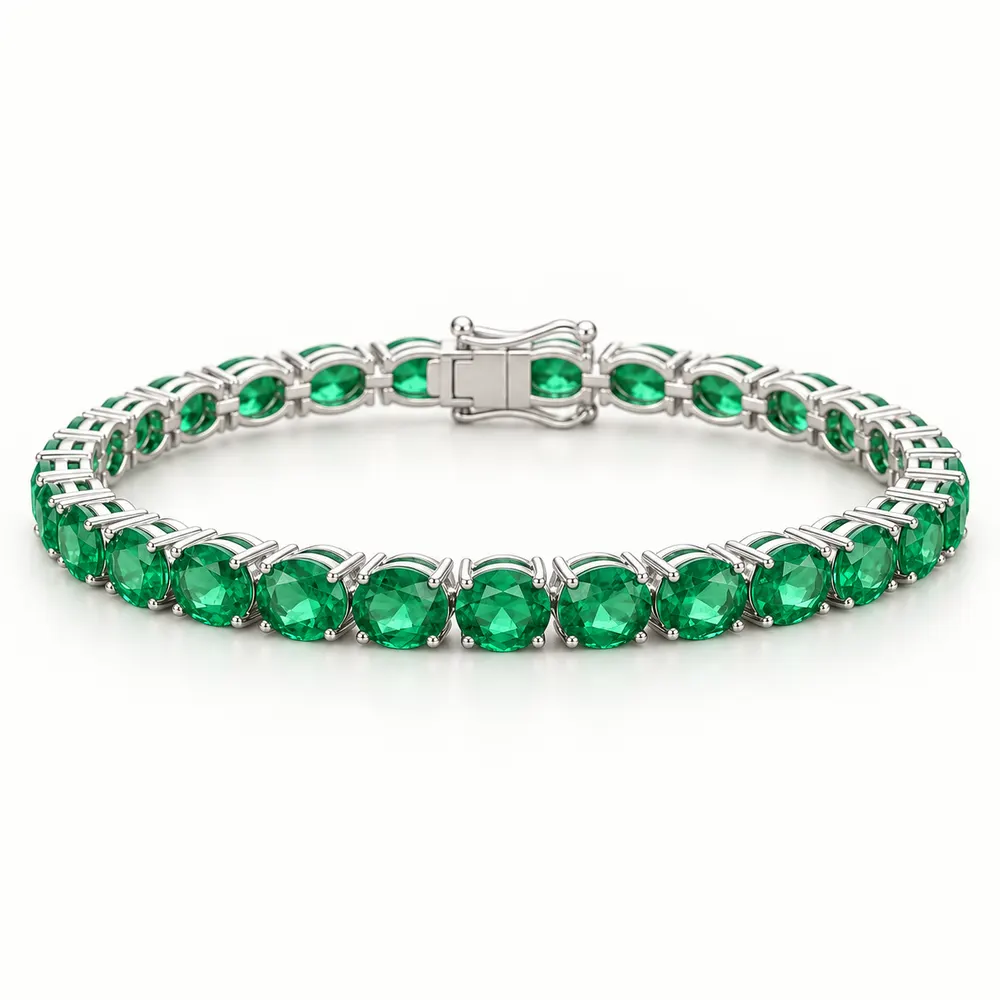 Emerald Oval Moissanite Tennis Bracelet