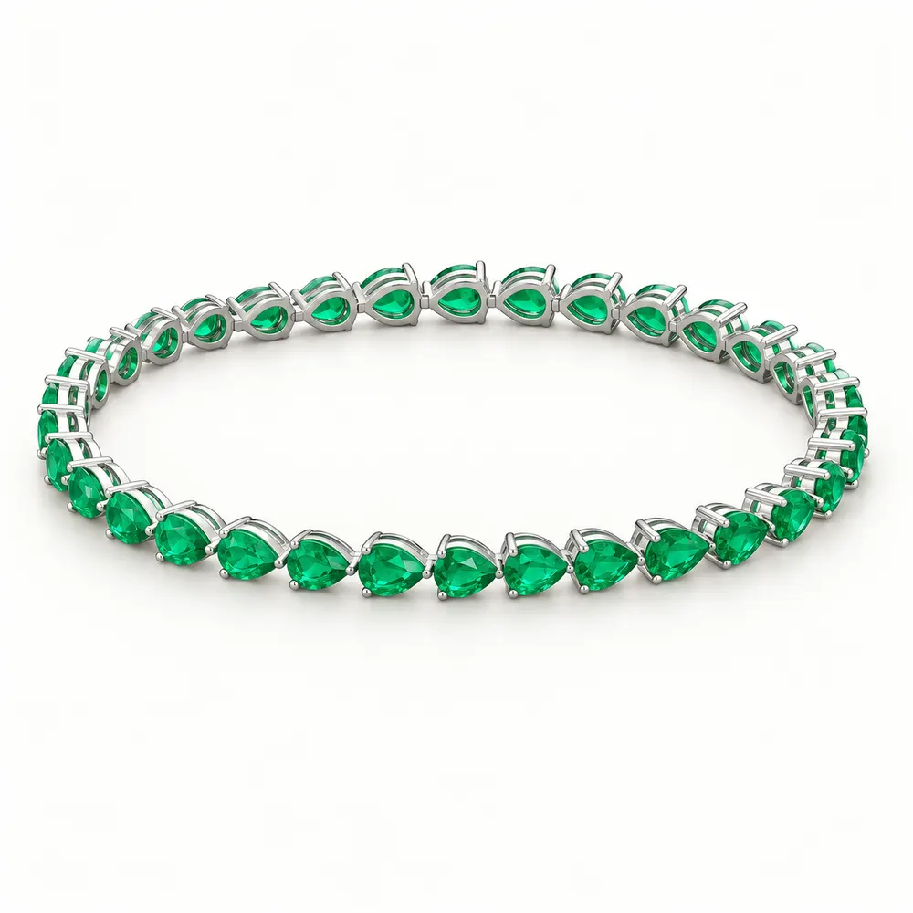 Emerald Pear Moissanite Tennis Bracelet