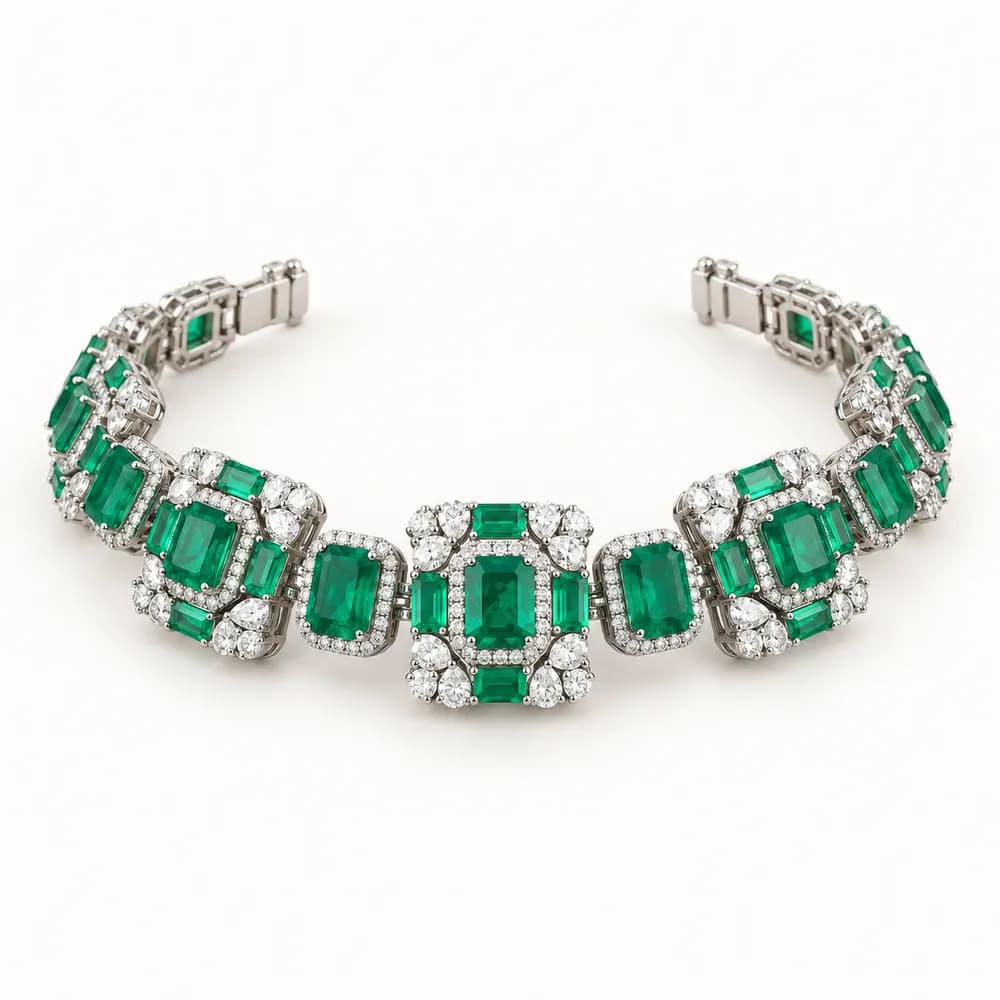 Emerald Rectangular Halo Moissanite Choker
