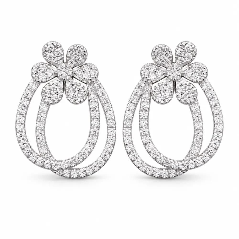 Floral Double-Loop Moissanite Earrings