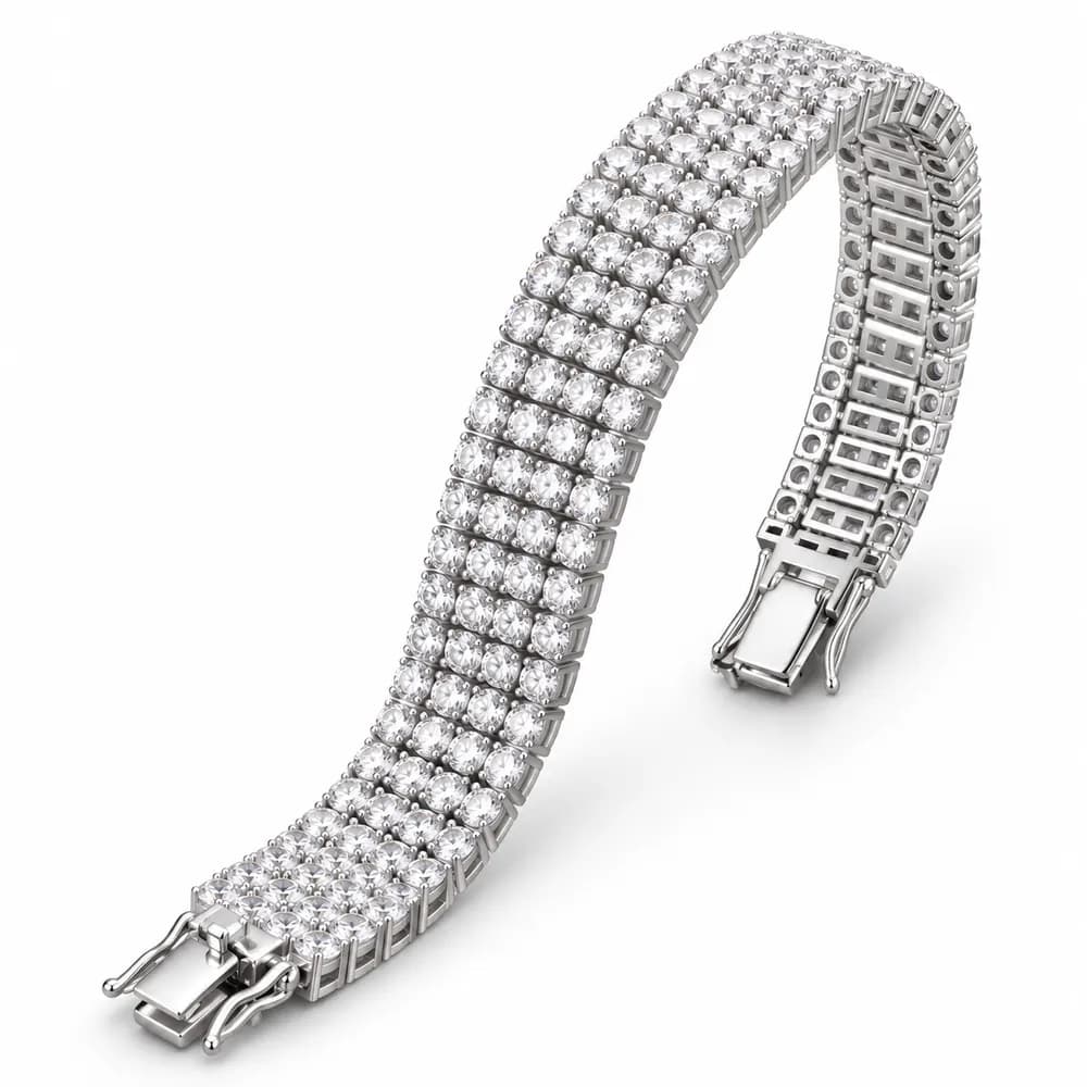 Four-Row Round Moissanite Tennis Bracelet