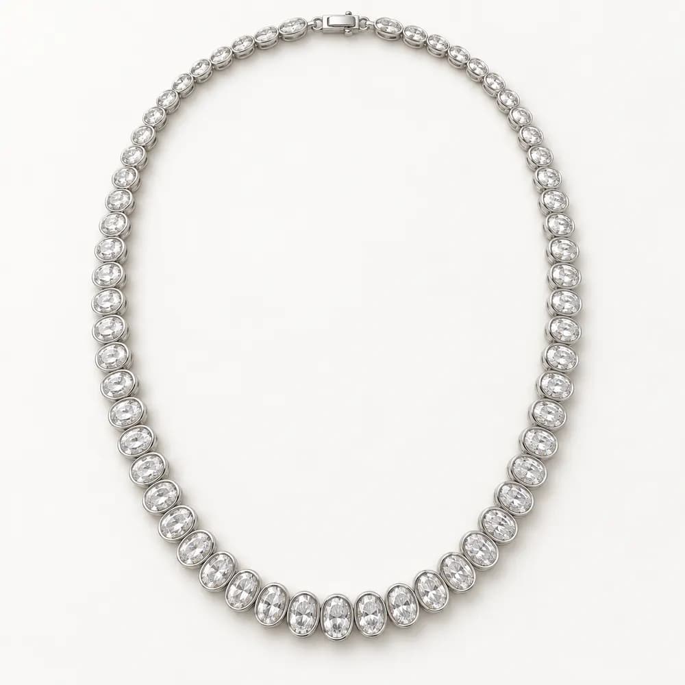 Graduated Oval Moissanite Tennis Necklace