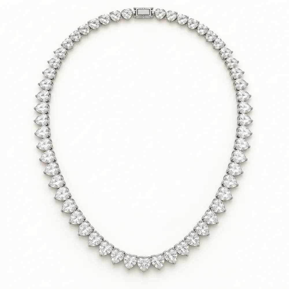 Heart-Cut Moissanite Tennis Necklace