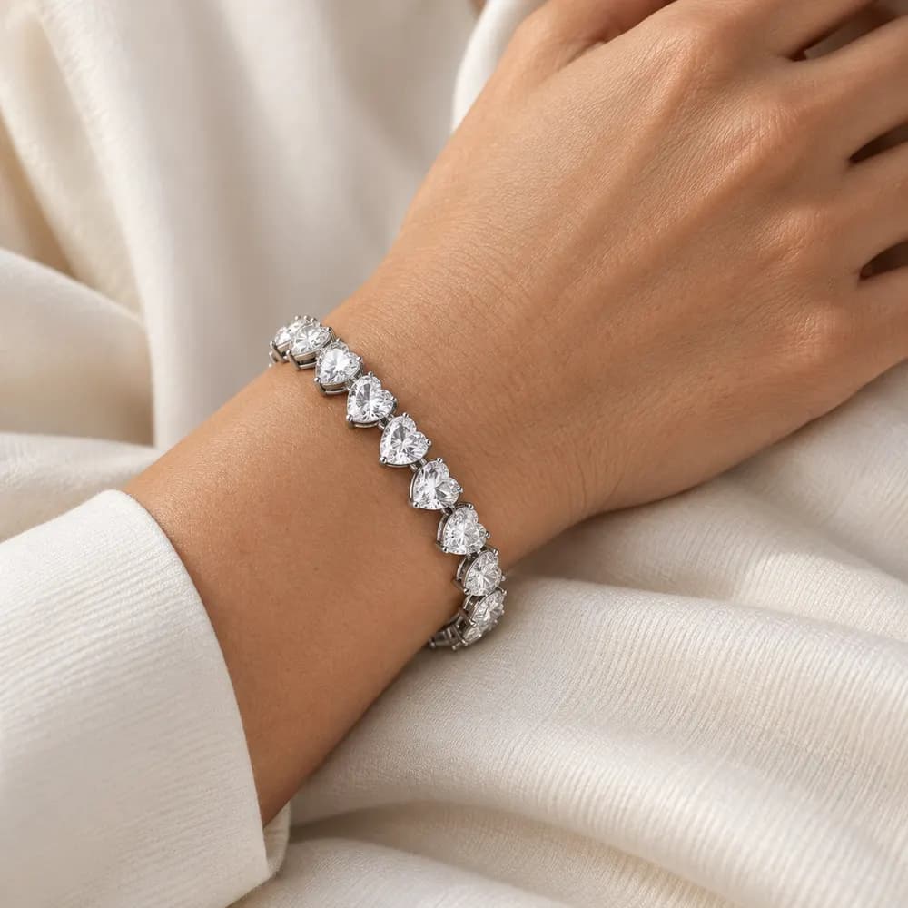 Heart Stone Moissanite Tennis Bracelet — second view