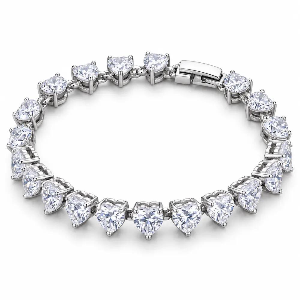 Heart Stone Moissanite Tennis Bracelet
