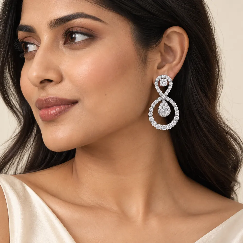 Infinity Teardrop Moissanite Earrings — second view