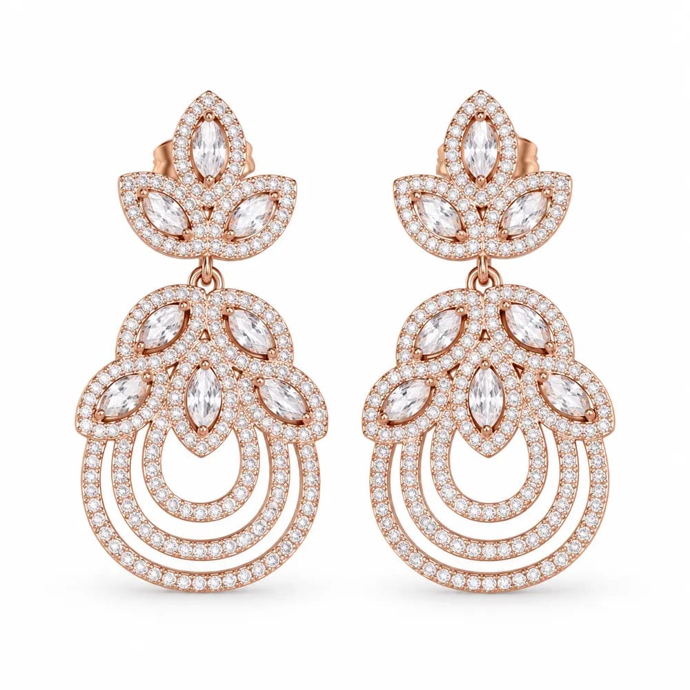 Marquise Blossom Triple-Loop Moissanite Earrings