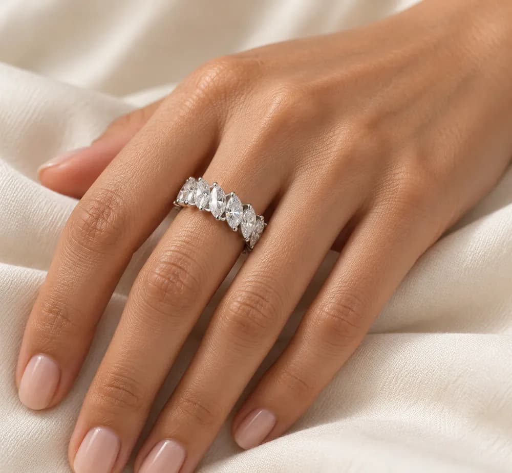Marquise Eternity Statement Moissanite Ring — second view