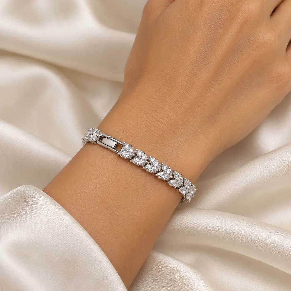 Marquise Leaf Moissanite Tennis Bracelet — second view