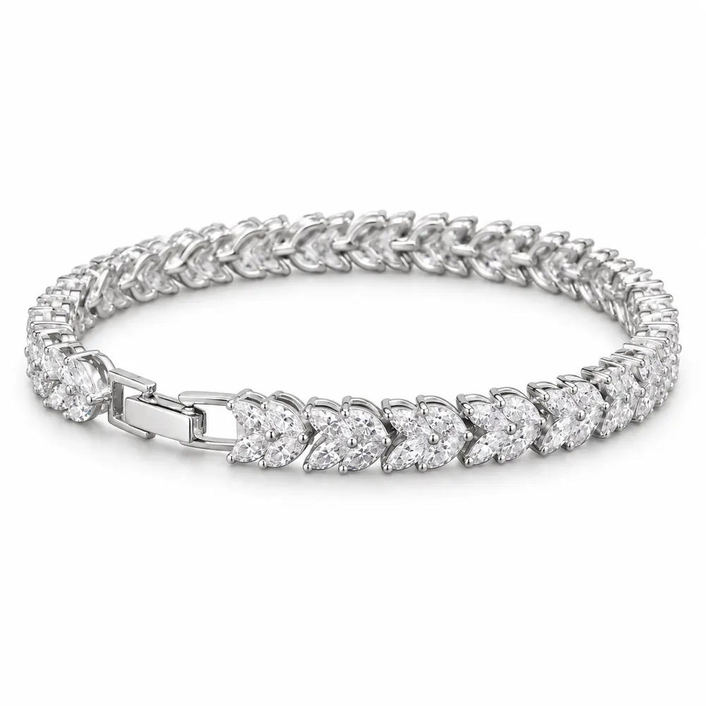 Marquise Leaf Moissanite Tennis Bracelet