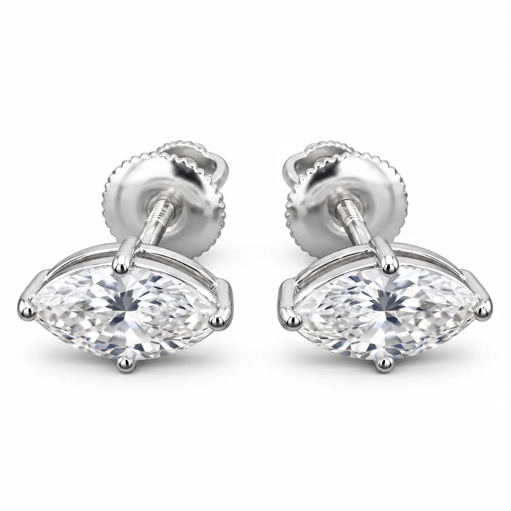 Marquise Moissanite Stud Earrings